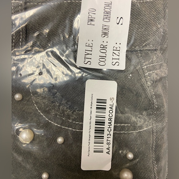 Pol pants POL jeans with faux pearls BRAND NEW in wrap charcoal womens small NEW - Picture 8 of 10
